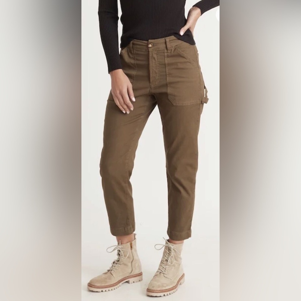 Marine Layer Maya Slim Straight Olive Green Utility Pants Size 6